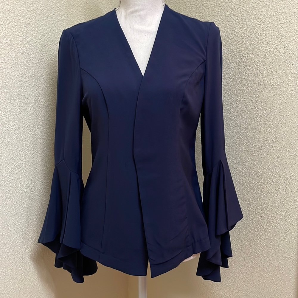 ava navy flutter sleeve jacket